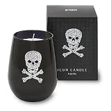 Primal Elements Icon Black Glass Candle, Skull, 13-Ounce