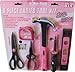 Am tech 6 Piece Ladies Pink Diy Tool Kit Hammer Tape Measure Scissors Pliers Screwdriver Spirit Level