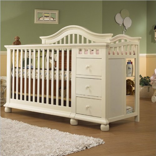 Sorelle Cape Cod 4-in-1 Convertible Crib Changer Combo in French White