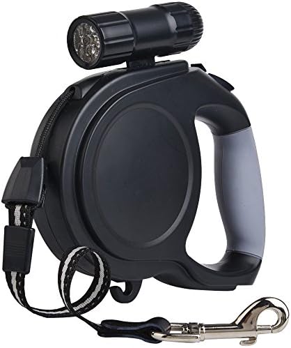 Retractable Dog Leash, Retractable Dog Leash With 9 LED Detachable Flashlight, Pet Leash Dog Lead 16ft for Small Medium Large Dogs up to 90lbs, One Button Break &amp; Lock + Removable Flashlight