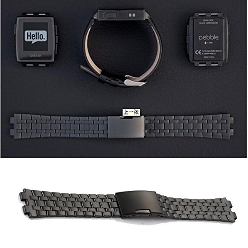 Durable 20mm Brand New Stainless Steel Band Bracelet for Pebble Steel Black