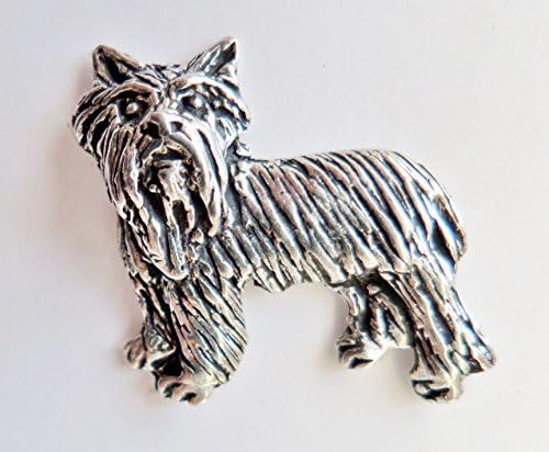 Yorkshire Terrier Yorkie Dog Pin Badge - Hand Made in Cornwall , England in Solid Pewter