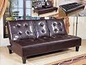 Tufted Bi-cast Leather Adjustable Sofa Bed