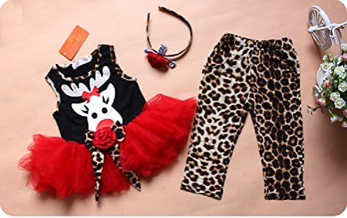 Purplebox Baby Girl Clothing Vest Dress Tutu Skirt + Leopard Pants + Headband Loaded
