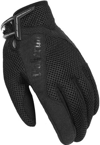 Pokerun Mesh Short Men's Textile Cruiser Motorcycle Gloves - Black / Medium