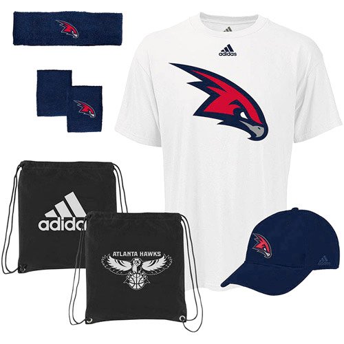 NBA adidas Atlanta Hawks T-shirt, Hat, Wristbands & Headband Value Pack (Large)