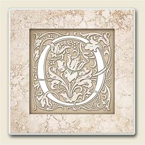 AbsorbaStone Coaster set~ Monogram Initial O ~ 4 Tile Drink Coasters ~ code 584C