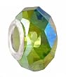 Pandora Style Charm Bead (Z186) Faceted Glass (14mm x 9mm) (Fits Troll too) ~ Olive Green AB (Iridescent)