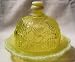Vaseline Uranium Opalescent Glass Rose Butter Dish