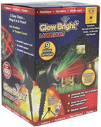 Glow Bright Christmas Laser Light Show DELUXE WITH REMOTE, Tripod, and Stake 9 mode options
