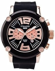 Mulco MW2-6263-025 Stainless Steel Chronograph Mwatch Collection Black Dial Black and Golden Bezel Watch