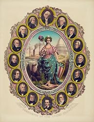 A Patriotic Print, 'Presidents of the U.S.,' - Created for Lincoln's First Inaugural, 1861 - Remarkable 16"x20" Photographic Print from the Library of Congress