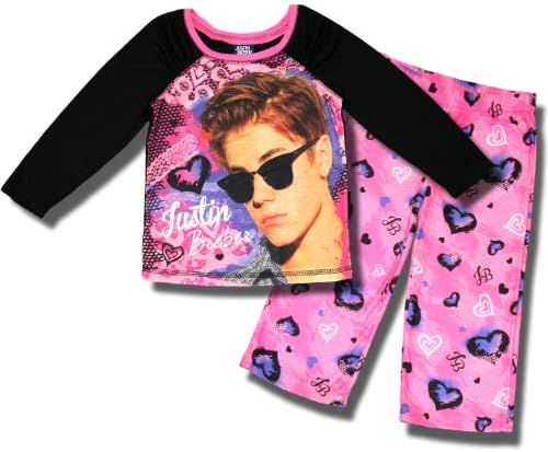 Justin Bieber 2 piece Black and Pink Pajama Set for Girls - 8