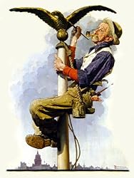 Norman Rockwell Man Painting Flagpole Art Print