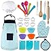 Vanmor Kids Basic Cooking and Baking Set, 26 Pcs Kids Chef Role Play for Little Boys and Girls Includes Apron, Chef Hat, Cookie Cutter, Silicone Baking Cups for 3 Year Old Little Kids Gift