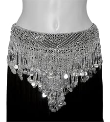 Silver Glass Beaded Belt with Coins