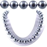 AugustinaJewelry Single Strand 18 Inch 14MM Gray Shell Pearl Necklace