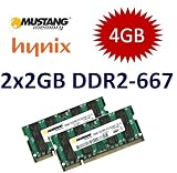 Produkt-Bild: 4GB Dual Channel Kit: Mustang / HYNIX original 2 x 2 GB 200 pin SO-DDR2-667 (PC2-5300, 667Mhz, CL5) double side f&uuml;r aktuelle DDR2 NOTEBOOKS - 100% kompatibel zu PC2-4200, 533Mhz, CL4