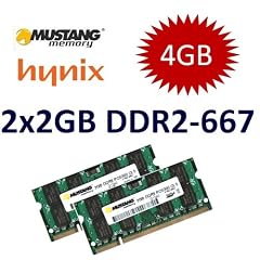 4GB Dual Channel Kit: Mustang / HYNIX original 2 x 2 GB 200 pin SO-DDR2-667 (PC2-5300, 667Mhz, CL5) double side f�r aktuelle DDR2 NOTEBOOKS - 100% kompatibel zu PC2-4200, 533Mhz, CL4