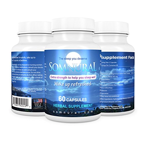 Somnural All Natural Sleep Aid -Sleep Supplement- Pills That Help You Fall Asleep Fast and Wake Up Refreshed- Promotes Sleep and Relaxation- Non Habit Forming- Fast Safe and Effective- Money Back if Not Satisfied