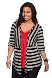 Torrid Plus Size Black And Grey Striped Open Cardigan