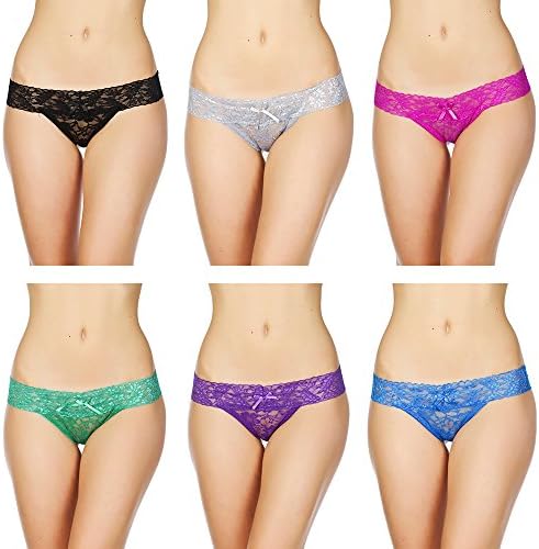 Black Fuschia Women's Lusting for Lace Thong Variety Pack -6pk, 8pk or 12pk
