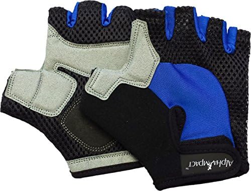 Premium Cycling Gloves, Half Finger with Palm Protection (Blue, X-Large)