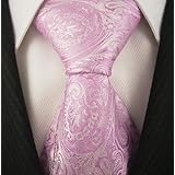 Pink Paisley 100% Silk Woven Neckties, Gift Ideas for Mens Wedding, Neckties Pink
