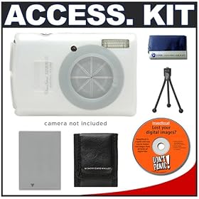 Snug-It Tight Fit Camera Skin (White) with Spare NB-5L Battery + Cameta Bonus Accessory Kit for... by Delkin