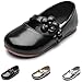 Maxu Shinning Flower Slip on Mary Jane for Girls,Black,Toddler,8.5M