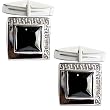 Stud for Men Sterling Silver Onyx Gemstone Cuff Links Set (cflng247)