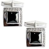 Men Sterling Silver Onyx Gemstone Cuff Links (cflng247)