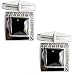 Men Sterling Silver Onyx Gemstone Cuff Links (cflng247)
