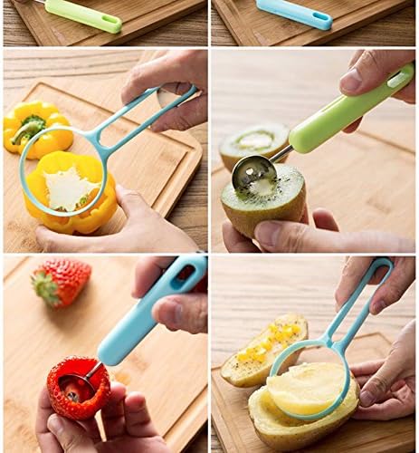 2 in 1 Multi Function Melon and Fruit Paring Knife Practical Fruits Cutter Peeler Spoon Melon Baller Dig Gadget Fancy Tools Strawberry Hullers Fruit Slicer