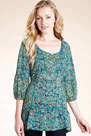 Indigo Collection Floral Print Ladder Blouse with Modal