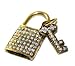 Beautiful Burnished Gold Aurora Borealis Crystal Locket & Key Charm/Pendant
