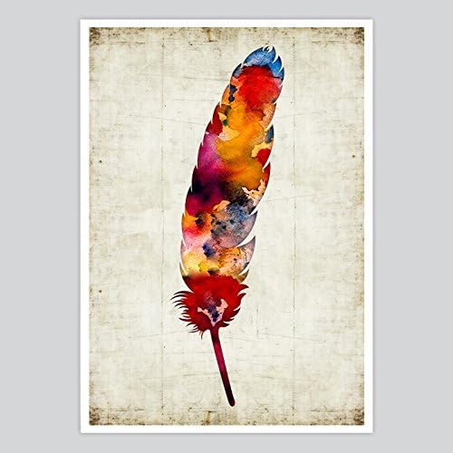 Splashed Color Feather Watercolor Print, A2 - 594 x 420 mm - 23.4 x 16.5 in