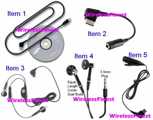 Electronics:  5 Items Combo  Samsung Mp3 Music Bundle Usb Data Connect Cable Software Cd Driver Pc Studio Stereo Headset Headphones Earbuds 3.5mm Adapter for At&t Cingular Att Sync Sgh a707 A707 A437 A717 A727 T519 Trace T219 T629 T809 D807 a 437 717 727 707