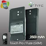 HTC Touch Fuze/Touch Pro (GSM) Advance Extension Battery 2500mah with Black Cover