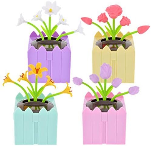 Solar-Powered Connectable Dancing Spring Flowers, Set of 4 by Eclectic Blackbird