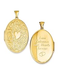 14k Yellow Gold Reversible Celtic Heart 38mm Oval Locket. Metal Wt- 5.82g