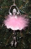 6 Glitter Pink Feather Ballerina Dancer Christmas Ornament