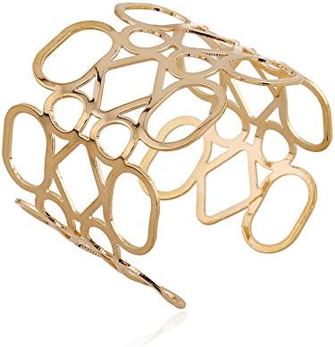 Celestte Fashion Bracelets, Hollow Out Open Ended Wide Artistic Cuff Bangle Bracelet