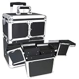 Professional Rolling Makeup Case in Black (Black) (18"H x 9.5"W x 14.5"L)