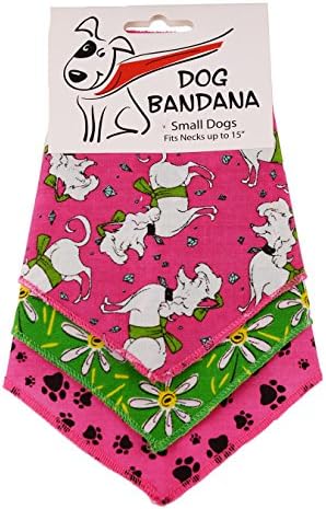 BANDANAS UNLIMITED Tie on Triangle Female Dog Bandanas for Small Dogs (3 Pack), 20"
