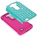 LG G3 Case, RANZ® Hot Pink/Teal Spot Diamond Studded Bling Crystal Rhinestone Dual Layer Hybrid Cover Silicone Rubber Skin Hard Case For LG G3