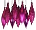 8ct Pink Magenta Shatterproof 4-Finish Finial Drop Christmas Ornaments 5.5"