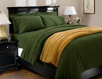Pinzon 160-Gram Solid Flannel Full/Queen Duvet Cover Olive