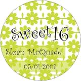 Baby Keepsake: Green Floral Pattern Sweet Sixteen Personalized Travel Candle Favors (Set of 24)