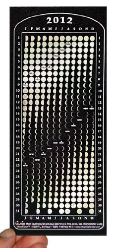 MoonFlash 2012 Reflective Mylar Moon Calendar with Daily Lunar Phases - AND - Moon Over Me 2012 Almanac Card. Bulk Pack of 3 Sets.